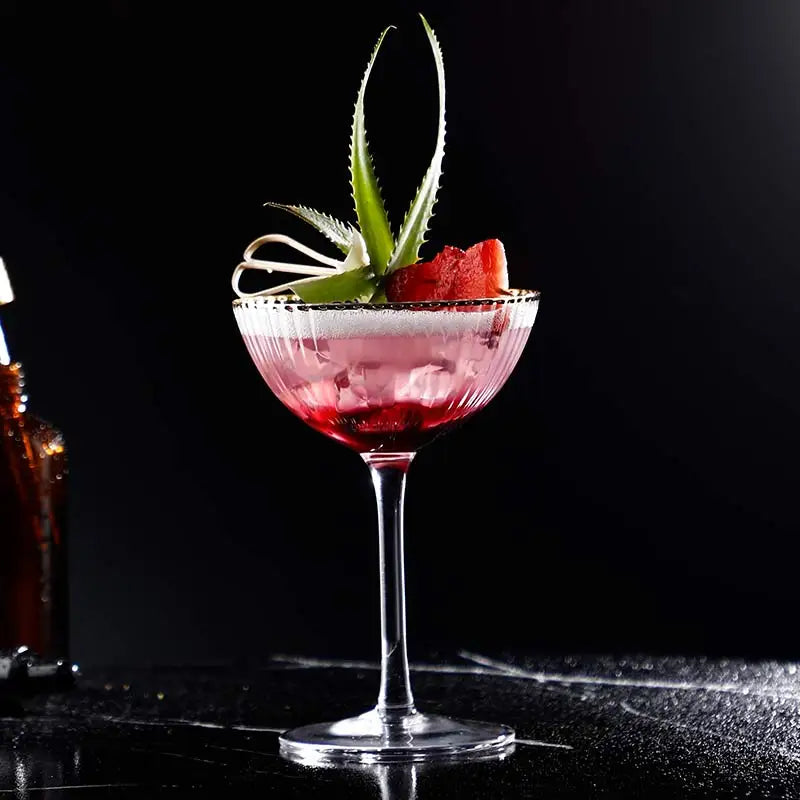 Cocktail Glass Goblet with Gold Rim Crystal Glass Cup